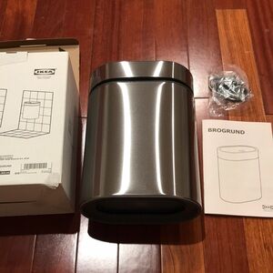 IKEA BROGRUND Stainless Steel Trash Can - Brushed Silver